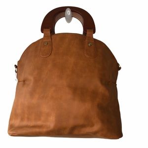 STREET LEVEL brown purse ring wood handle ModCloth NWT